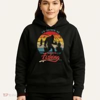 Funny Bigfoot Sasquatch Id Rather Be Fishing Hoodie thumb 5