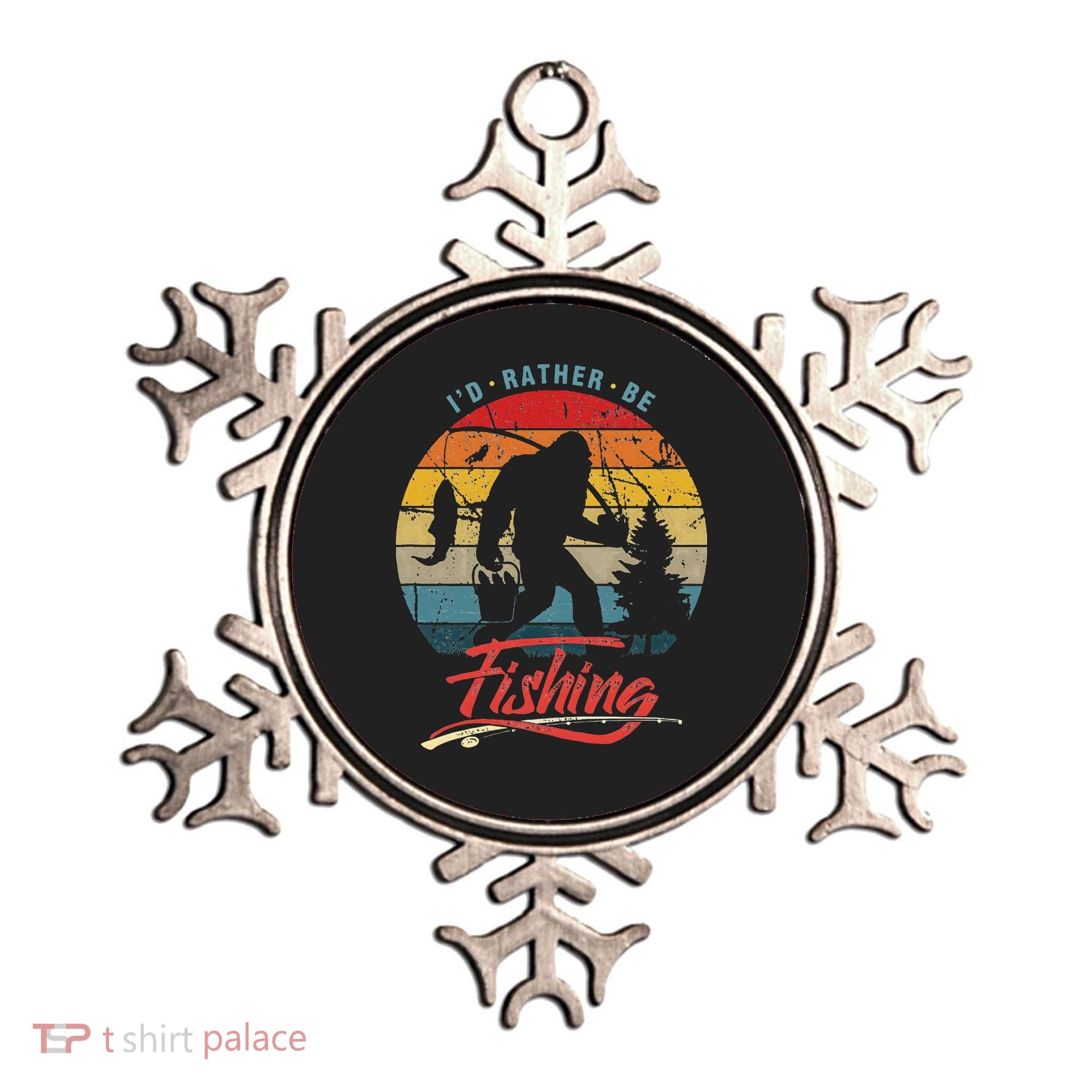 Funny Bigfoot Sasquatch Id Rather Be Fishing Ornament