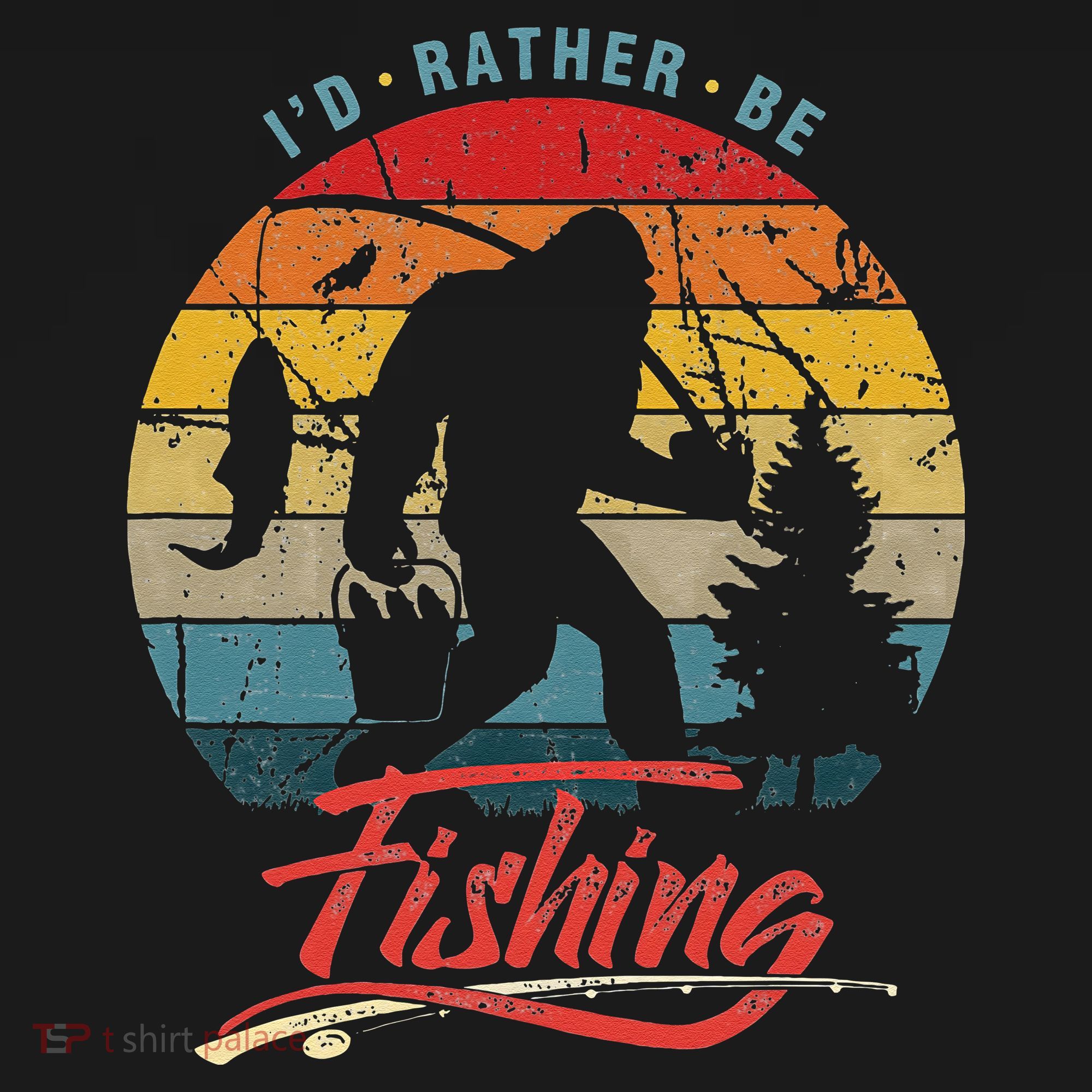 Funny Bigfoot Sasquatch Id Rather Be Fishing Baby Bodysuit