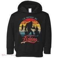 Funny Bigfoot Sasquatch Id Rather Be Fishing Toddler Hoodie thumb 0