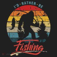 Funny Bigfoot Sasquatch Id Rather Be Fishing Golf Towel thumb 3