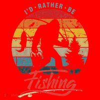Funny Bigfoot Sasquatch Id Rather Be Fishing Santa Hat thumb 1
