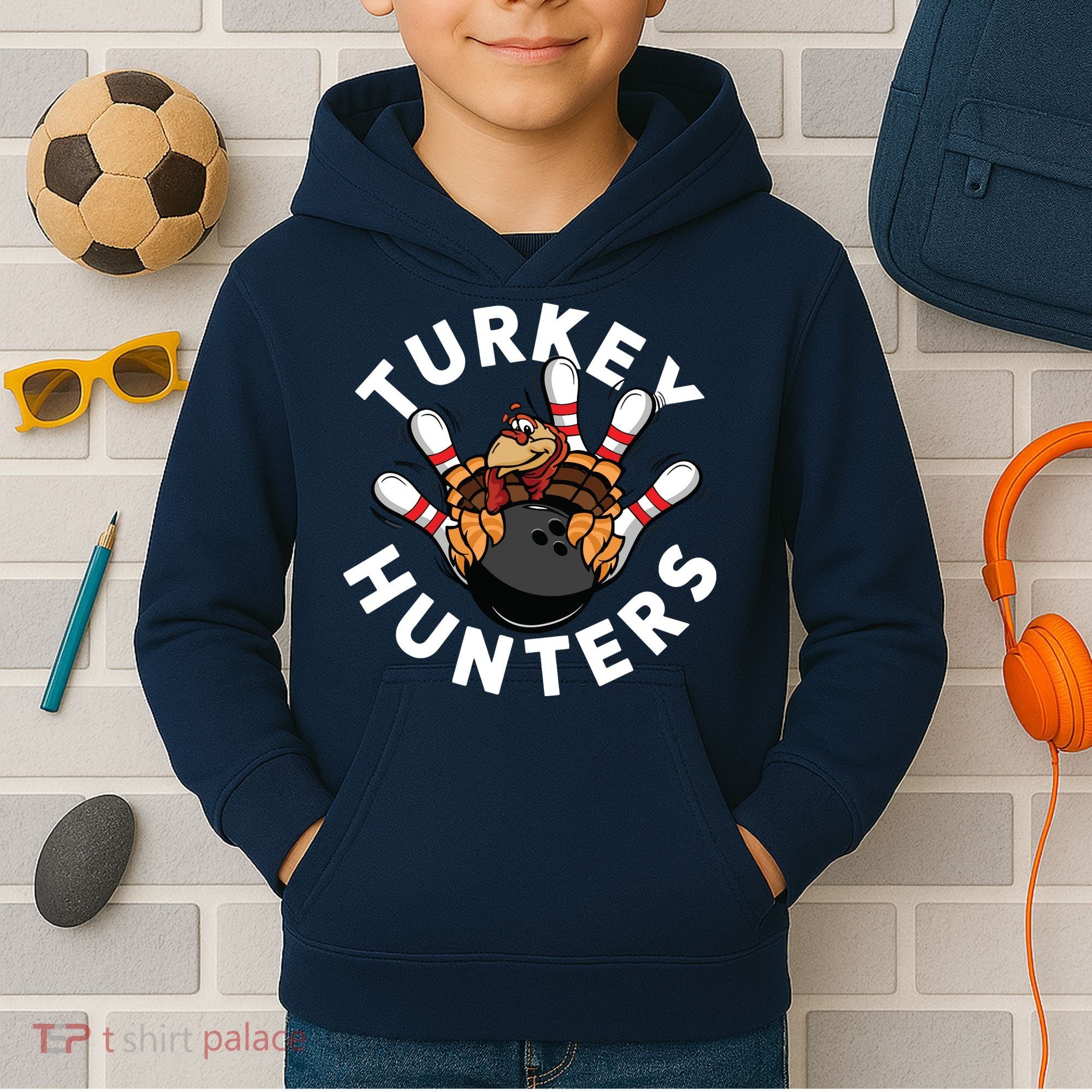 Funny Bowling Shirts For Turkey Hunters Kids Hoodie