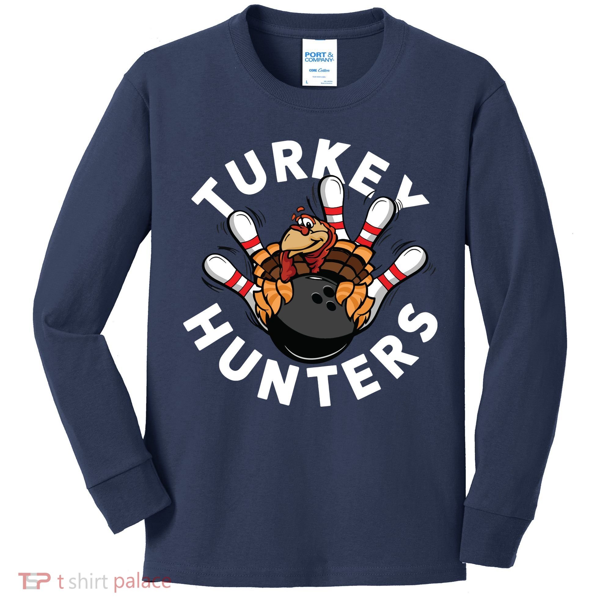 Funny Bowling Shirts For Turkey Hunters Kids Long Sleeve Shirt