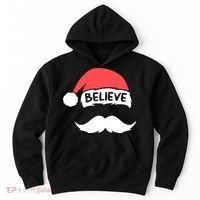 Funny Believe Santa Hat White Mustache Kids Family Christmas Hoodie thumb 0
