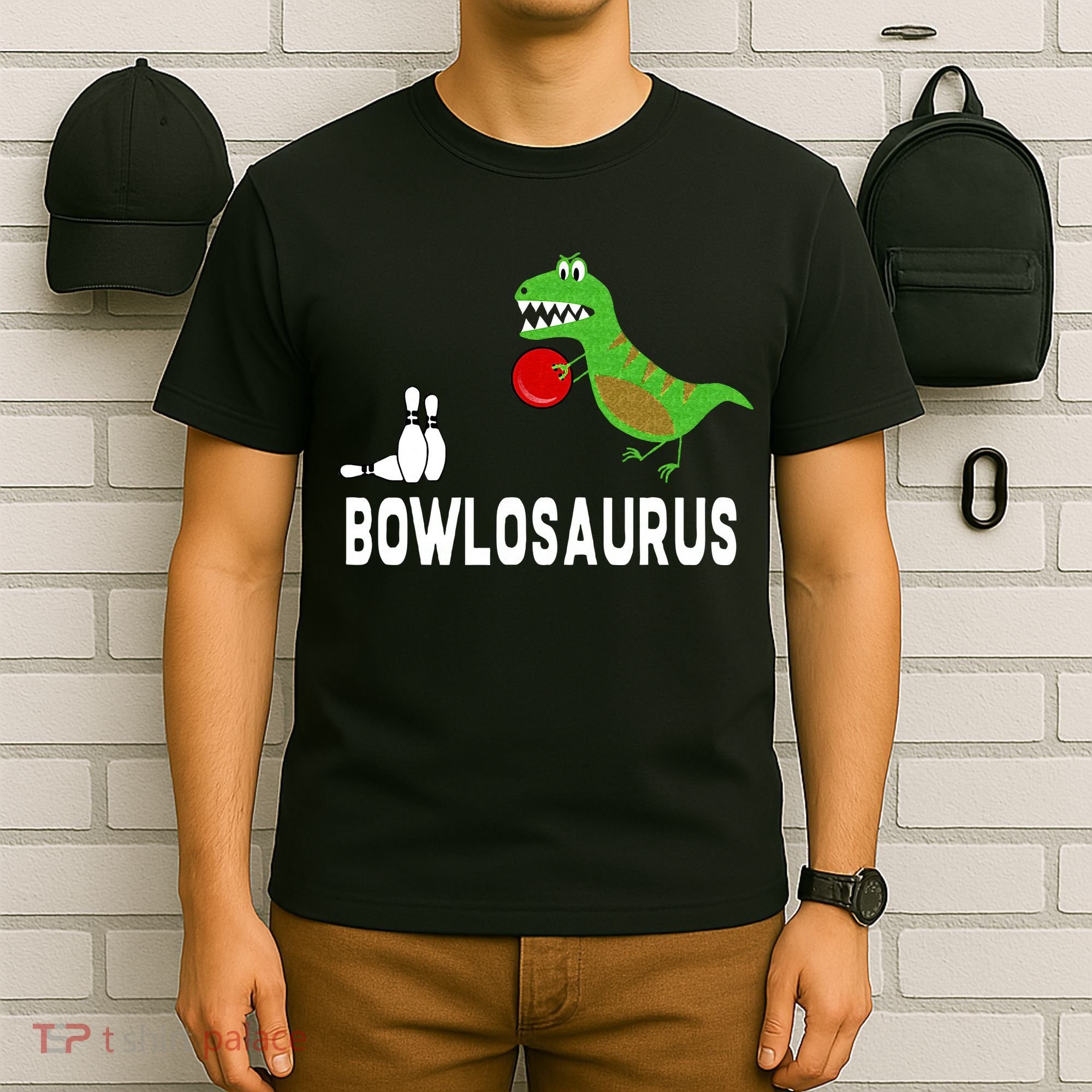 Funny Bowling S Dinosaur Bowler Dino Gift Idea T-Shirt