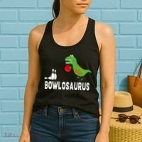 Funny Bowling S Dinosaur Bowler Dino Gift Idea Women's Tank Top thumb 2