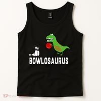Funny Bowling S Dinosaur Bowler Dino Gift Idea Tank Top thumb 2