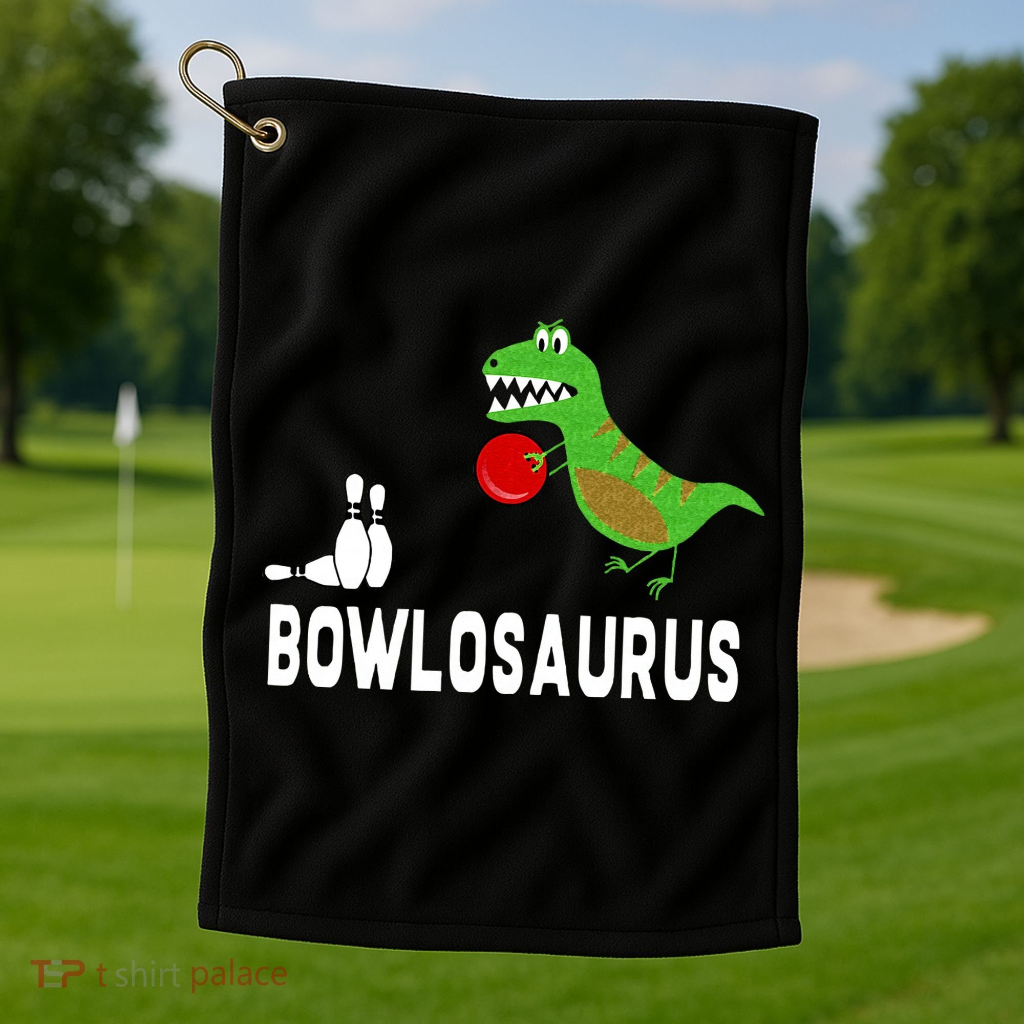 Funny Bowling S Dinosaur Bowler Dino Gift Idea Golf Towel
