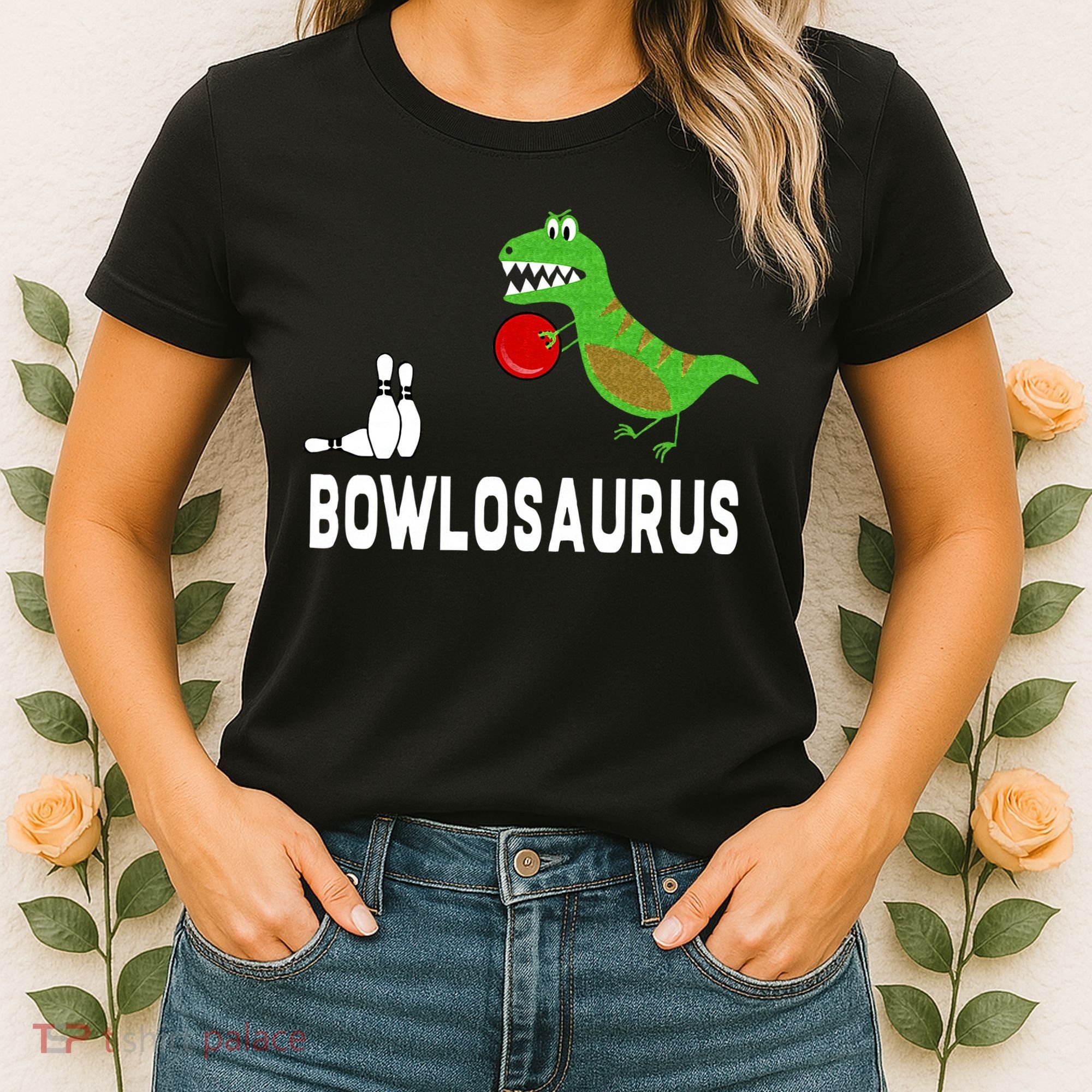 Funny Bowling S Dinosaur Bowler Dino Gift Idea Women's T-Shirt