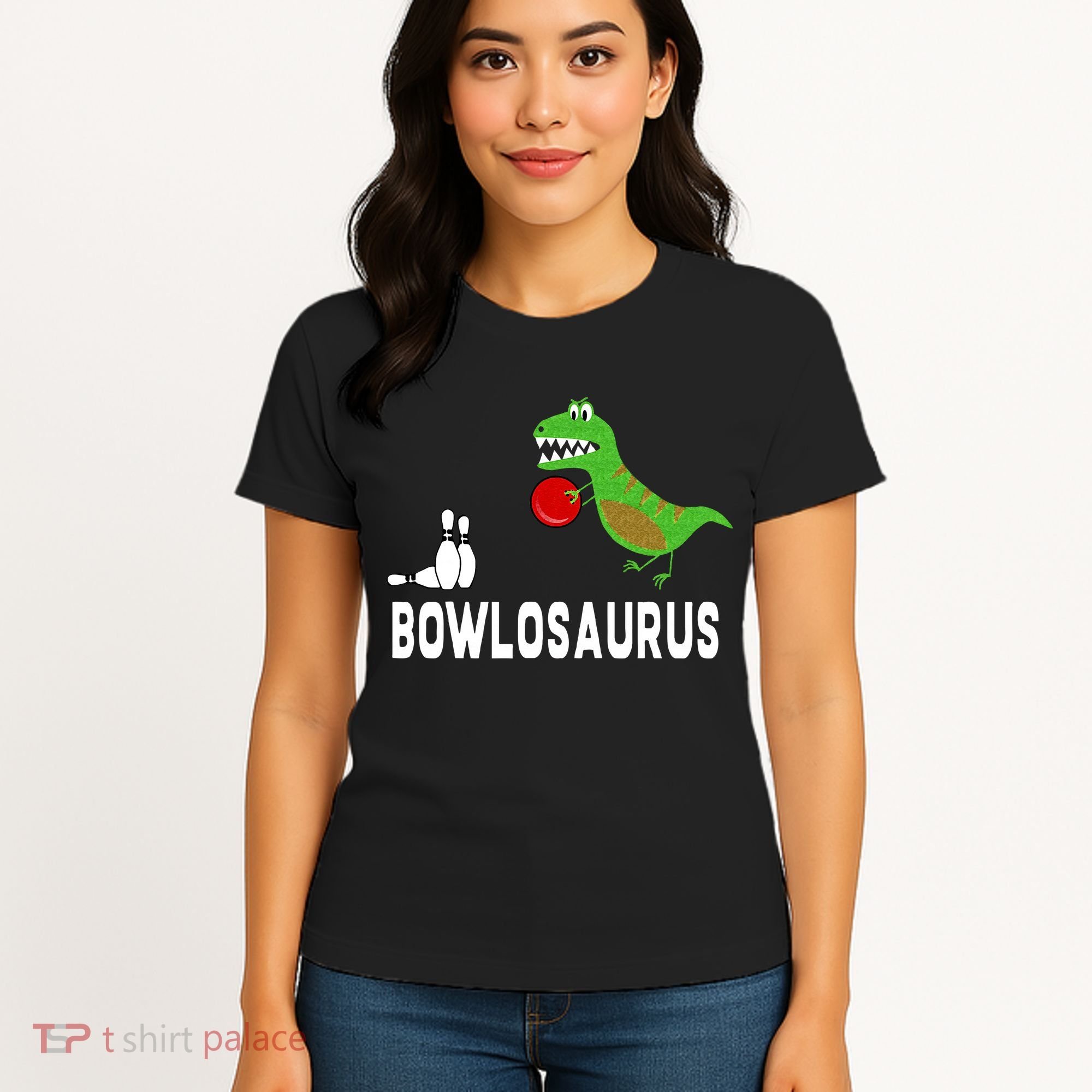Funny Bowling S Dinosaur Bowler Dino Gift Idea Women's T-Shirt