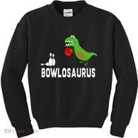 Funny Bowling S Dinosaur Bowler Dino Gift Idea Kids Sweatshirt thumb 0