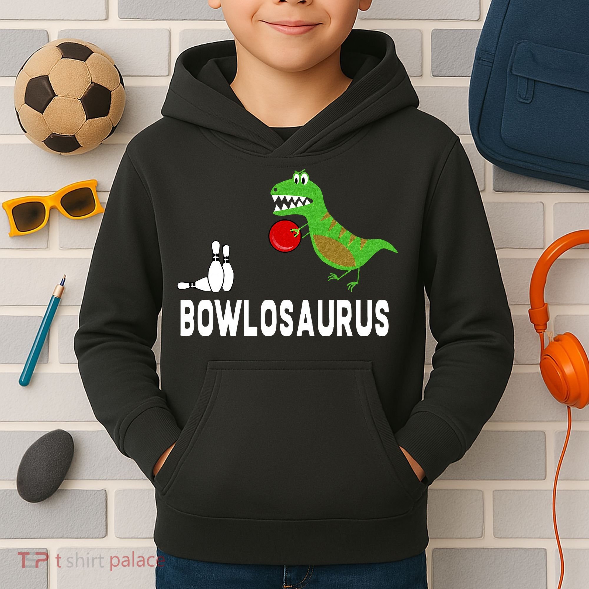 Funny Bowling S Dinosaur Bowler Dino Gift Idea Kids Hoodie