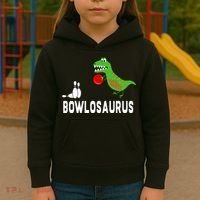Funny Bowling S Dinosaur Bowler Dino Gift Idea Kids Hoodie thumb 3
