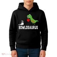 Funny Bowling S Dinosaur Bowler Dino Gift Idea Kids Hoodie thumb 4