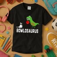 Funny Bowling S Dinosaur Bowler Dino Gift Idea Kids T-Shirt thumb 3