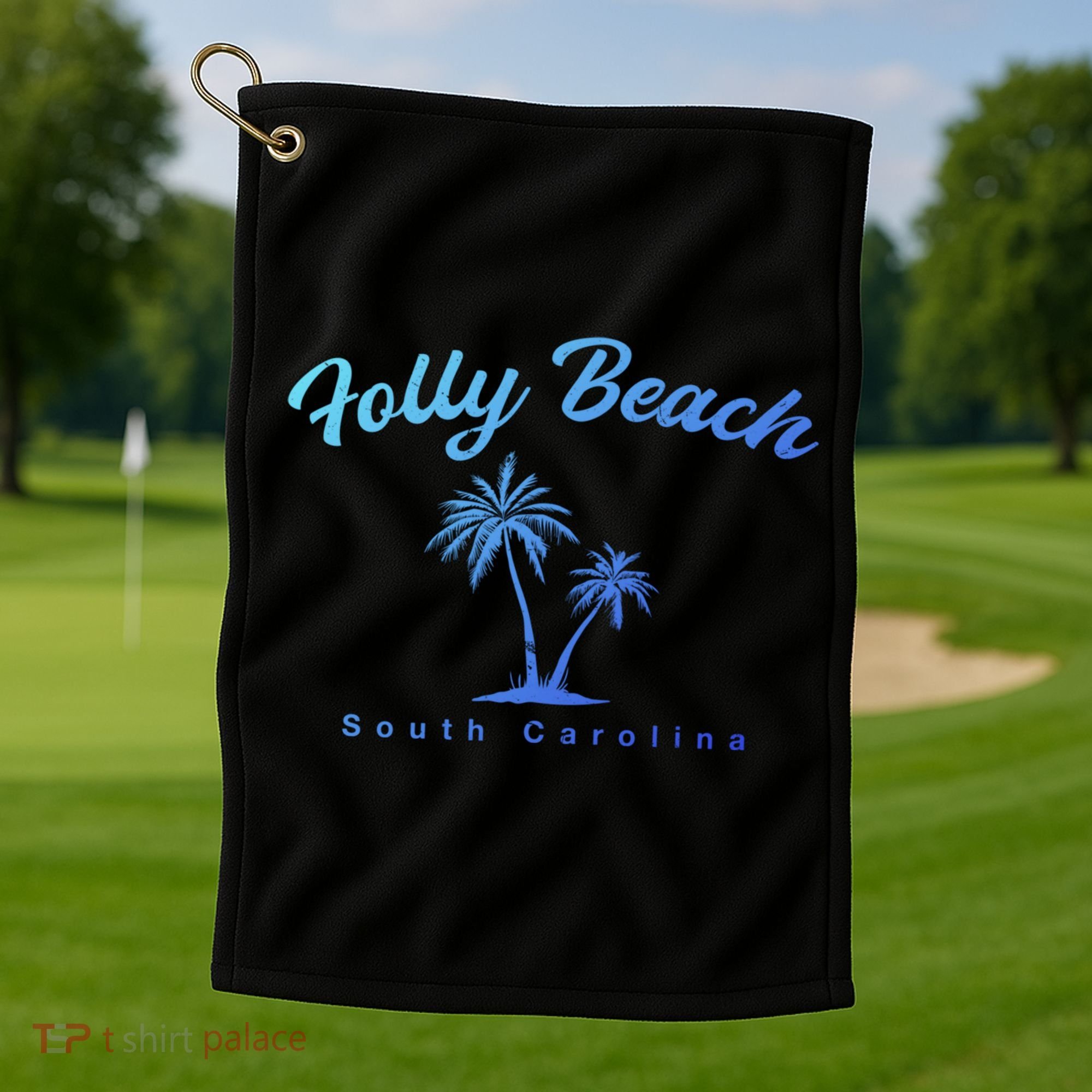 Folly Beach South Carolina Summer Sc Tropical Charleston Gift Golf Towel