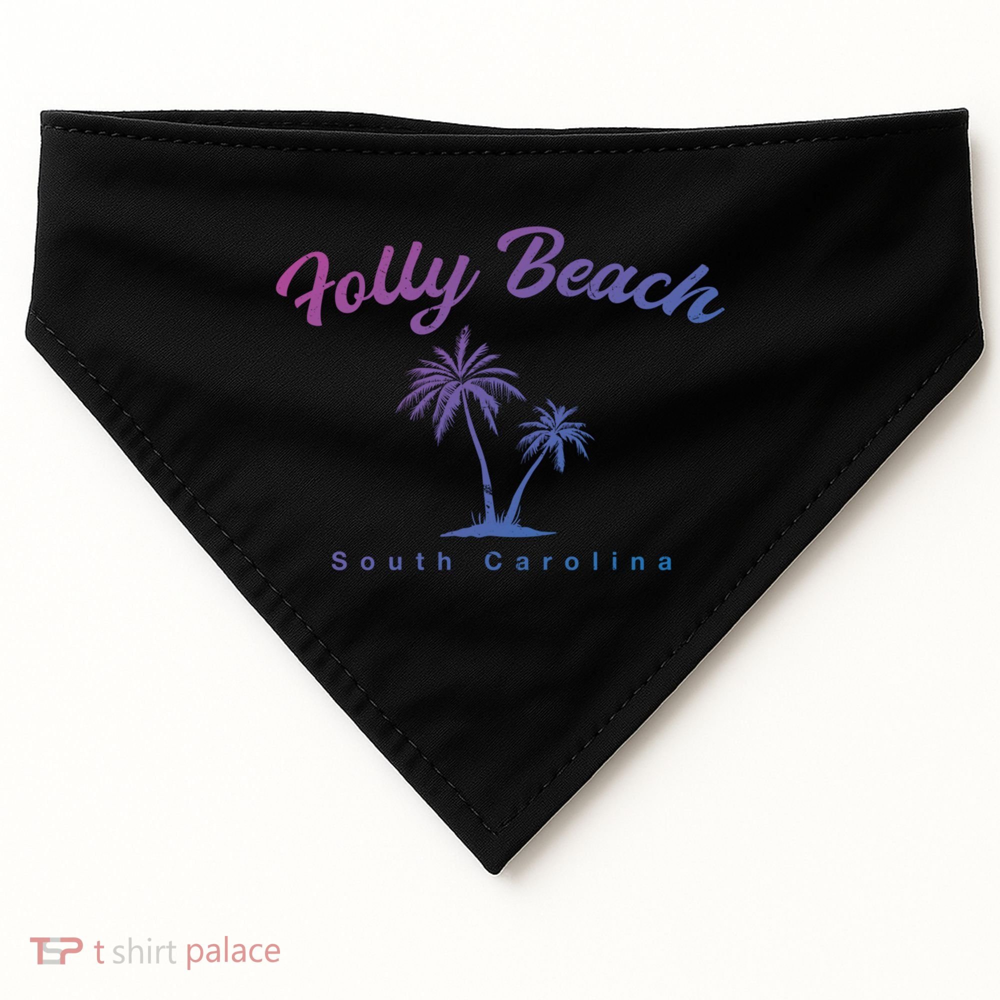 Folly Beach South Carolina Summer Sc Tropical Charleston Gift USA-Made Doggie Bandana
