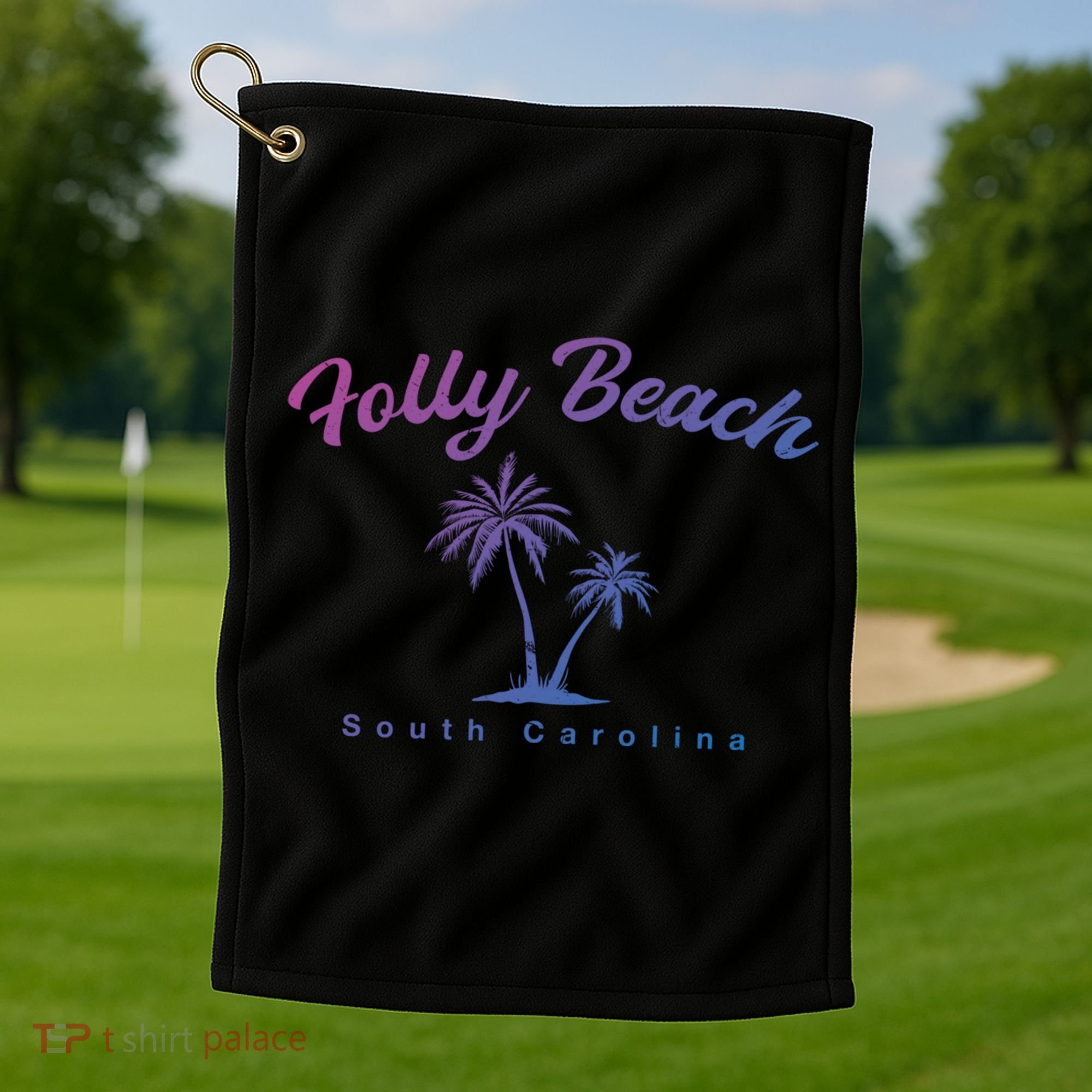 Folly Beach South Carolina Summer Sc Tropical Charleston Gift Golf Towel