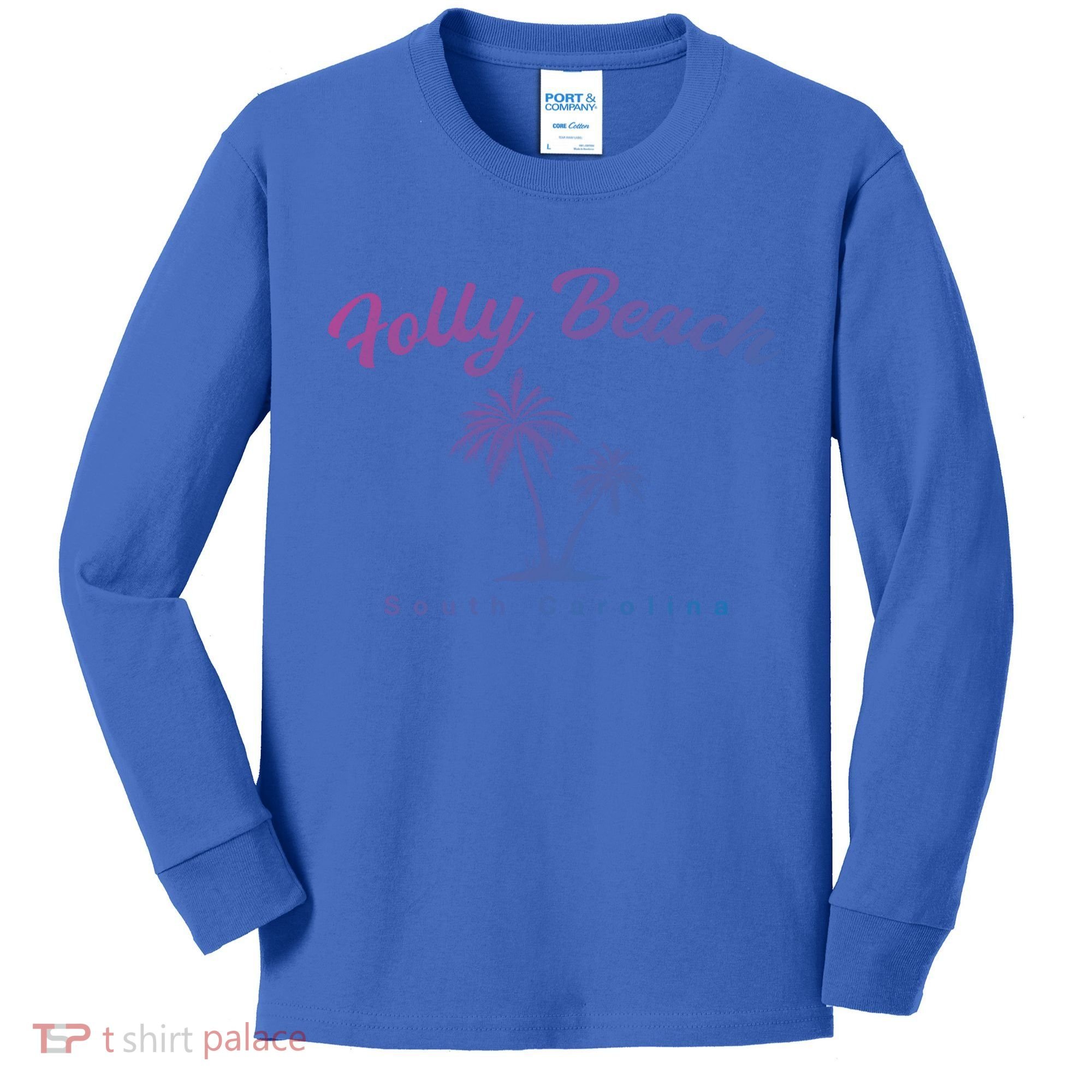Folly Beach South Carolina Summer Sc Tropical Charleston Gift Kids Long Sleeve Shirt