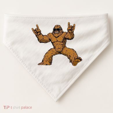Funny Bigfoot Sasquatch Graphic Rock On USA-Made Doggie Bandana