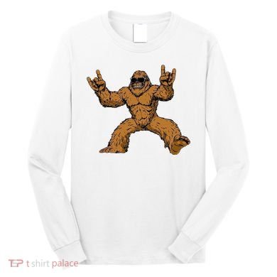 Funny Bigfoot Sasquatch Graphic Rock On Long Sleeve Shirt