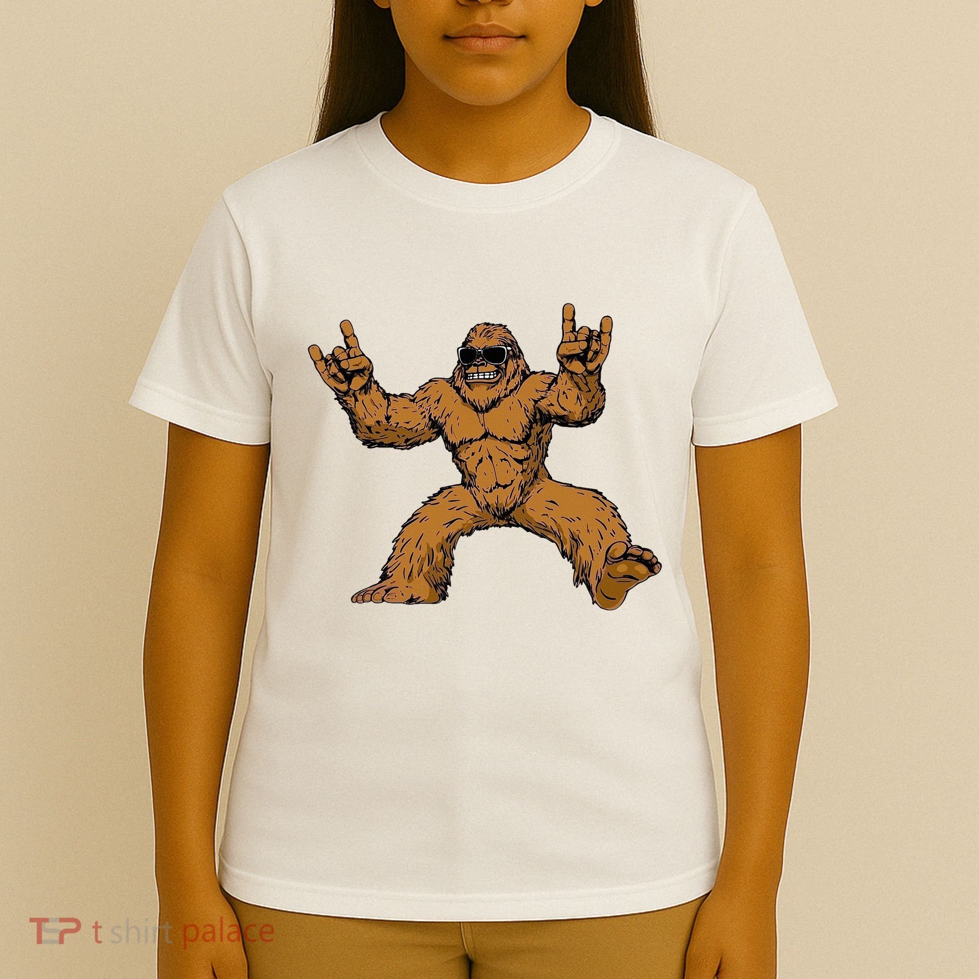 Funny Bigfoot Sasquatch Graphic Rock On T-Shirt