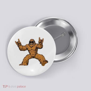 Funny Bigfoot Sasquatch Graphic Rock On Button