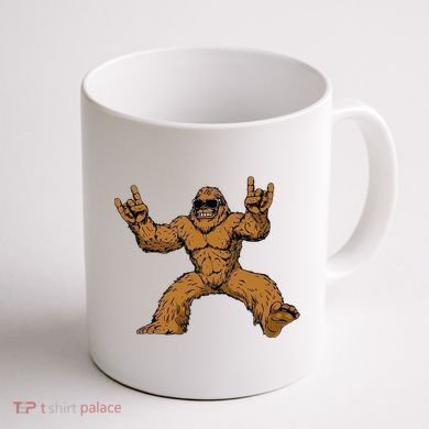 Funny Bigfoot Sasquatch Graphic Rock On Coffee Mug back