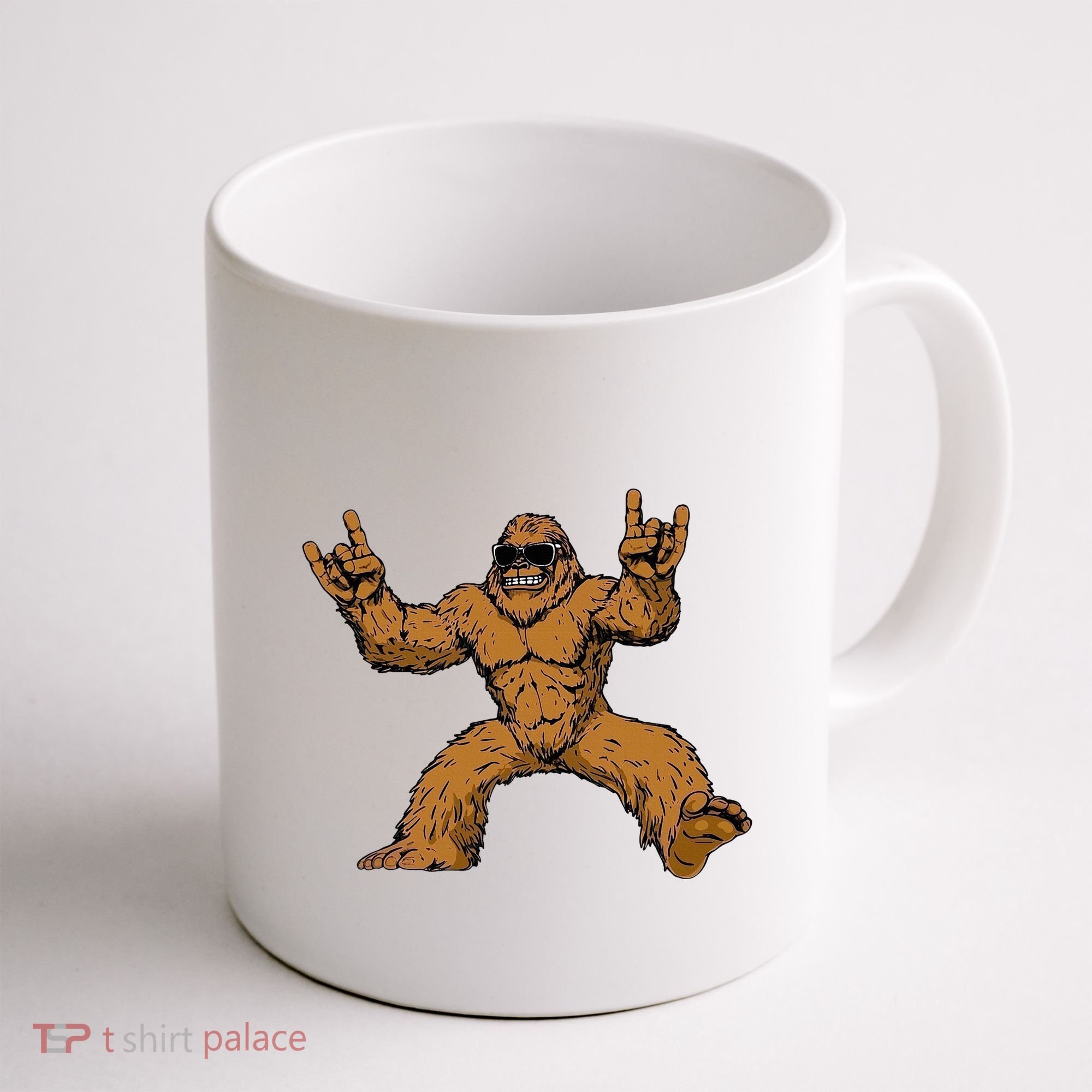 Funny Bigfoot Sasquatch Graphic Rock On Coffee Mug