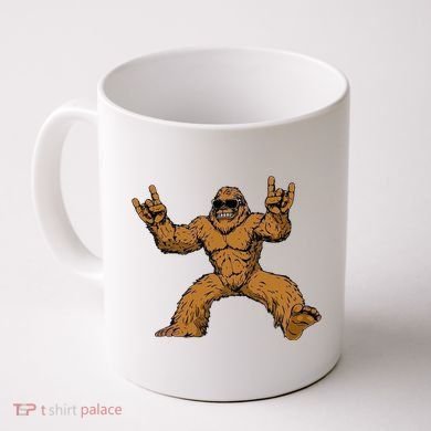 Funny Bigfoot Sasquatch Graphic Rock On Coffee Mug