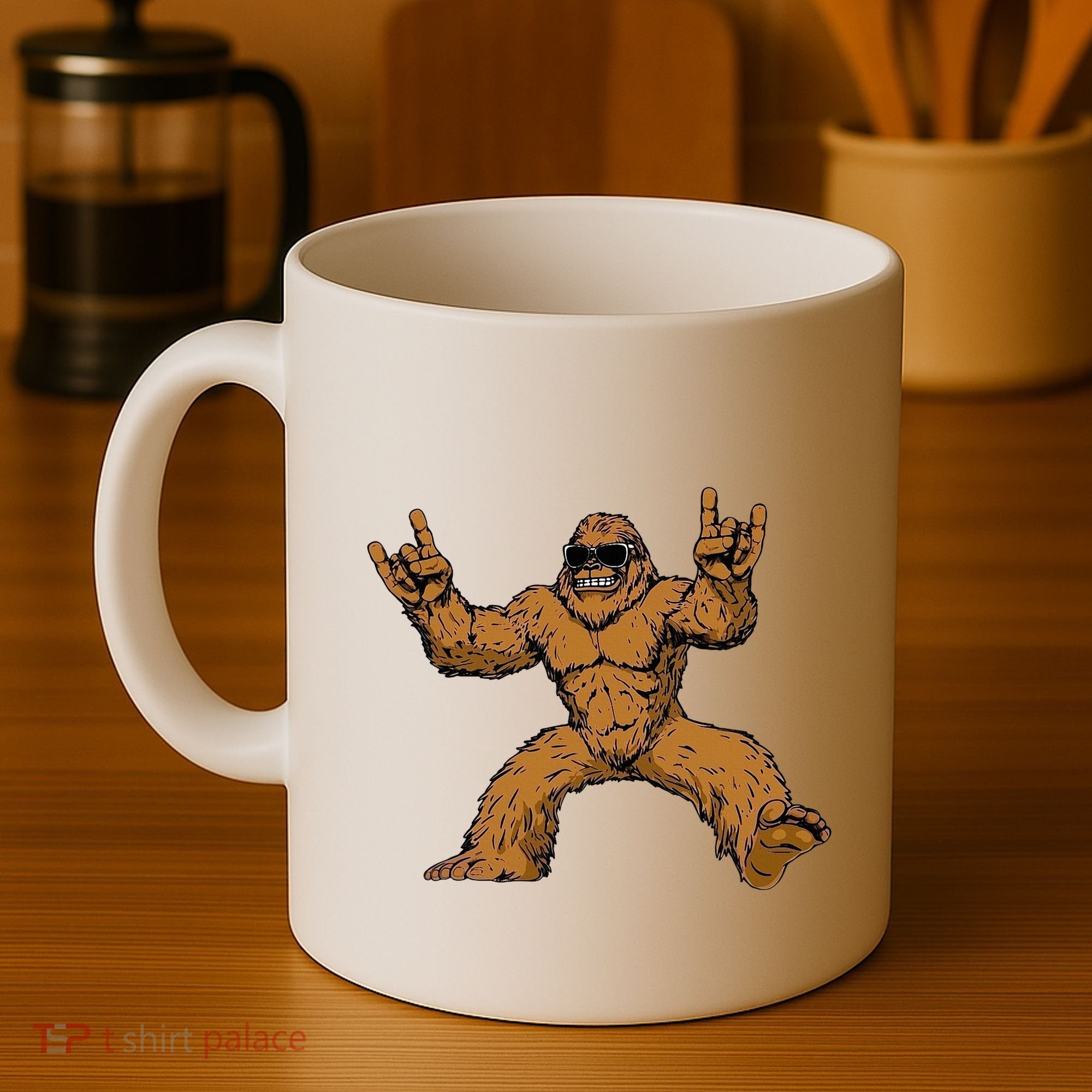 Funny Bigfoot Sasquatch Graphic Rock On Coffee Mug