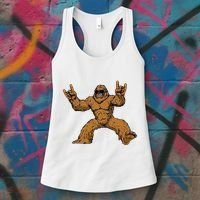 Funny Bigfoot Sasquatch Graphic Rock On Women's Tank Top thumb 3