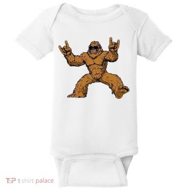 Funny Bigfoot Sasquatch Graphic Rock On Baby Bodysuit