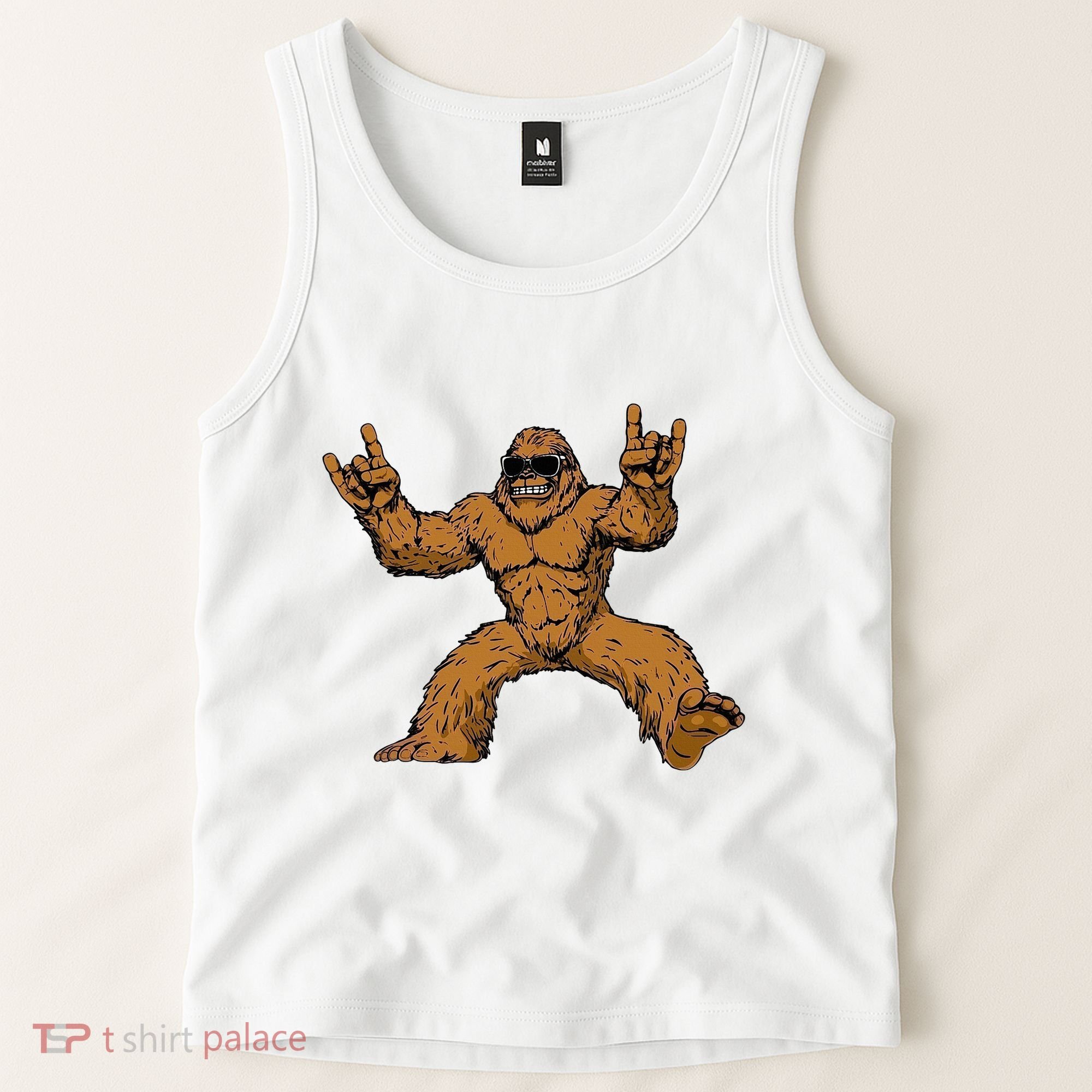 Funny Bigfoot Sasquatch Graphic Rock On Tank Top