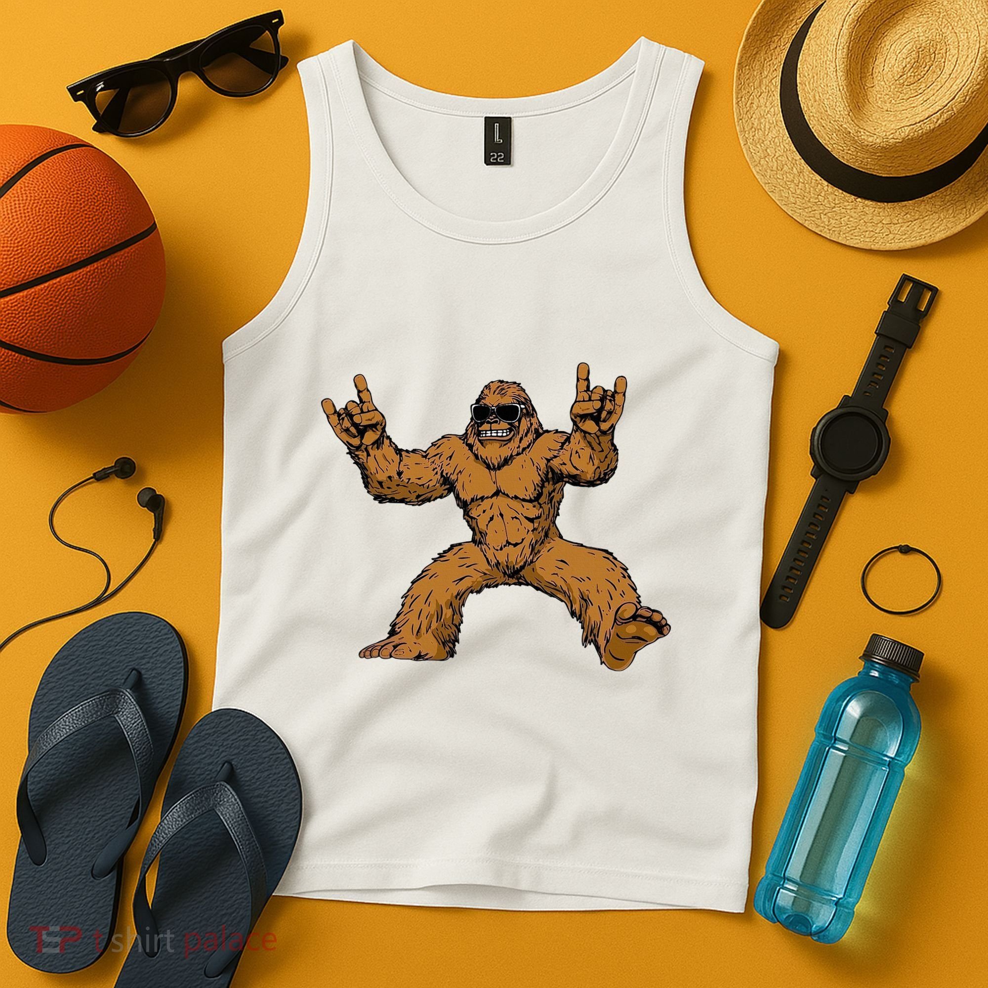 Funny Bigfoot Sasquatch Graphic Rock On Tank Top
