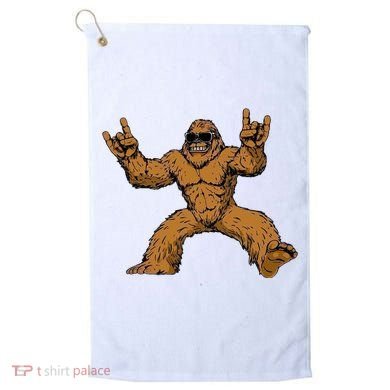 Funny Bigfoot Sasquatch Graphic Rock On Golf Towel