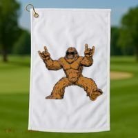 Funny Bigfoot Sasquatch Graphic Rock On Golf Towel thumb 1