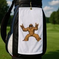 Funny Bigfoot Sasquatch Graphic Rock On Golf Towel thumb 2