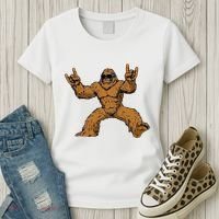 Funny Bigfoot Sasquatch Graphic Rock On Women's T-Shirt thumb 3