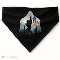 Funny Bigfoot Sasquatch Rock And Roll American Flags Tee USA-Made Doggie Bandana thumb 0