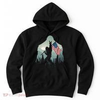 Funny Bigfoot Sasquatch Rock And Roll American Flags Tee Hoodie thumb 0