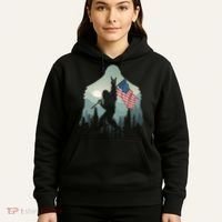 Funny Bigfoot Sasquatch Rock And Roll American Flags Tee Hoodie thumb 5