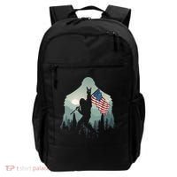 Funny Bigfoot Sasquatch Rock And Roll American Flags Tee Backpack thumb 0