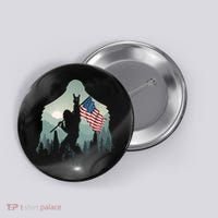 Funny Bigfoot Sasquatch Rock And Roll American Flags Tee Button thumb 0
