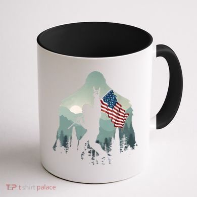 Funny Bigfoot Sasquatch Rock And Roll American Flags Tee Coffee Mug back