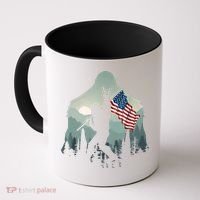 Funny Bigfoot Sasquatch Rock And Roll American Flags Tee Coffee Mug thumb 0