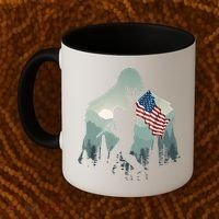 Funny Bigfoot Sasquatch Rock And Roll American Flags Tee Coffee Mug thumb 2