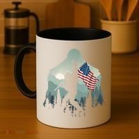 Funny Bigfoot Sasquatch Rock And Roll American Flags Tee Coffee Mug thumb 4