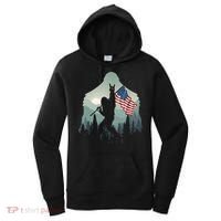 Funny Bigfoot Sasquatch Rock And Roll American Flags Tee Women's Hoodie thumb 0